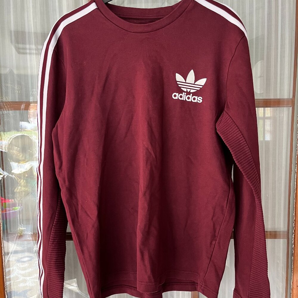 Mens Adidas Originals Curated Crew Long Sleeve Shirt - Maroon